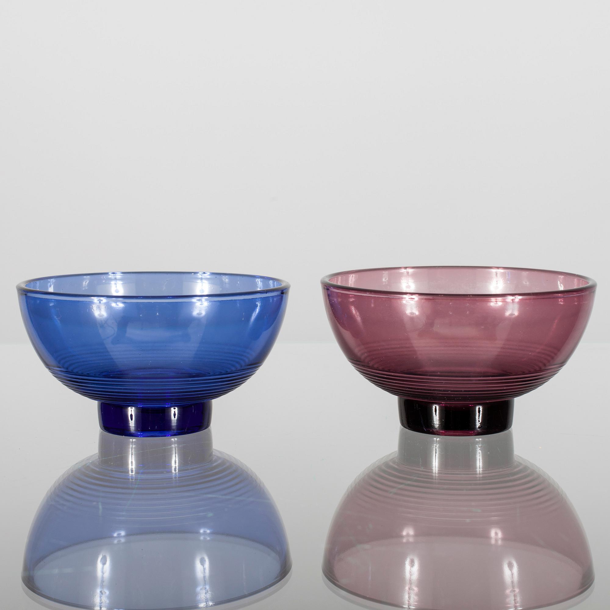 EFTERRÄTTSSKÅLAR, 10 st, glas, Karhula-Iittala. 1900-talets mitt.