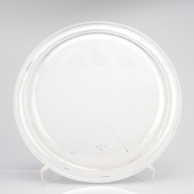 Georg Jensen, a silver tray, model 290, Copenhagen 1915-27, Swedish import marks GABF.