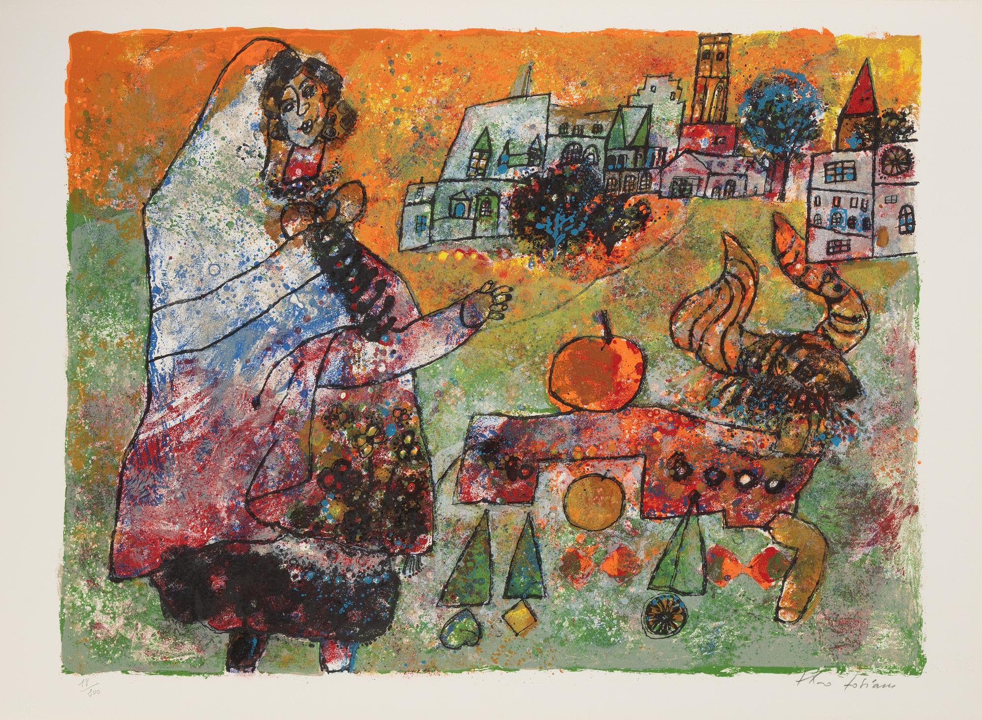 Theo Tobiasse, "The Song of Songs of King Salomon",portfolio with 12 ligographs in colous, signed 18/200.