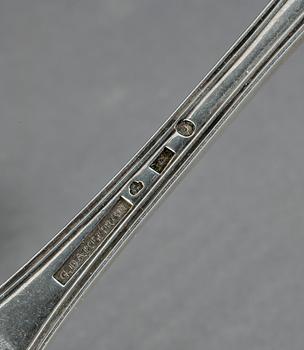 GAFFLAR, silver, 6 st, modell Olga, 424 gram. G. Dahlgren, delvis 1851.