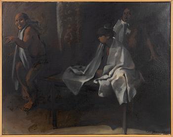 Kjell Jörstedt, oila on canvas, signed and dated 1983.