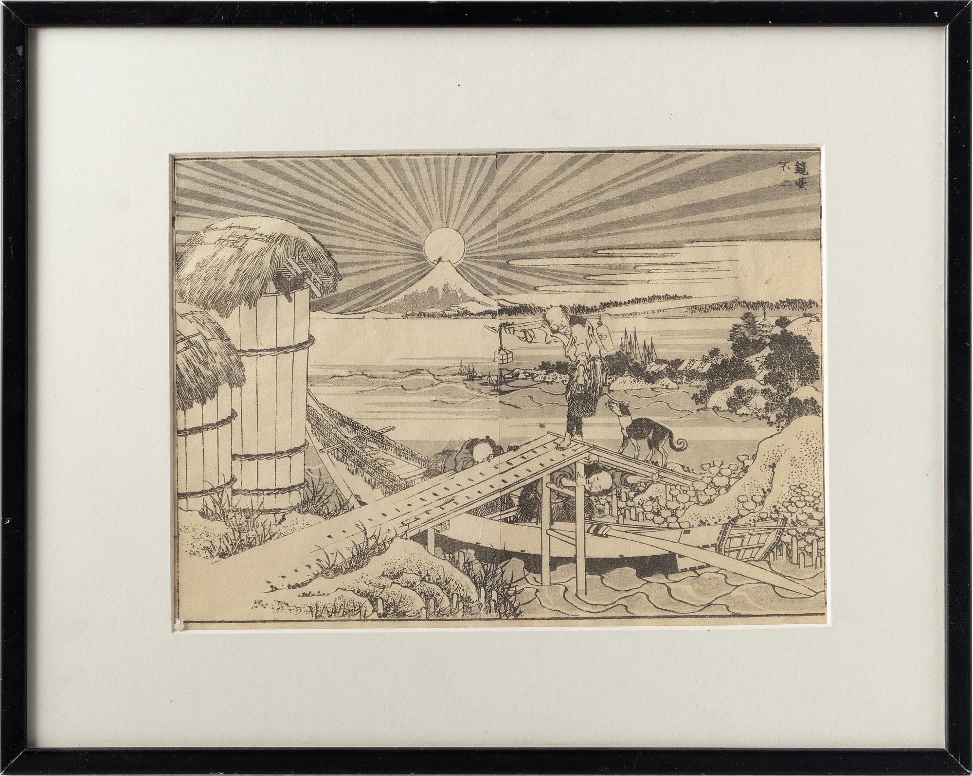 Katsushika Hokusai, träsnitt 2 st, Japan 1836.