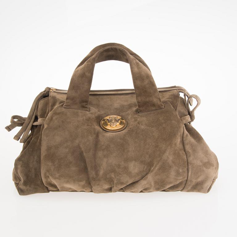 GUCCI Medium Suede Hysteria Top Handle Handbag.