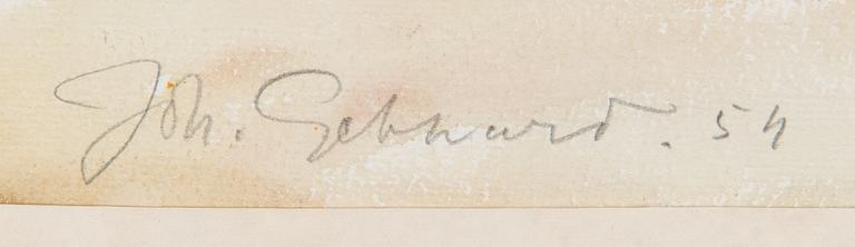 Johannes Gebhard, akvarelli, signeerattu ja päivätty -54.