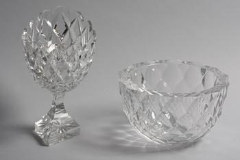SKÅLAR, 2 st, glas, bla Orrefors, 1900-tal.