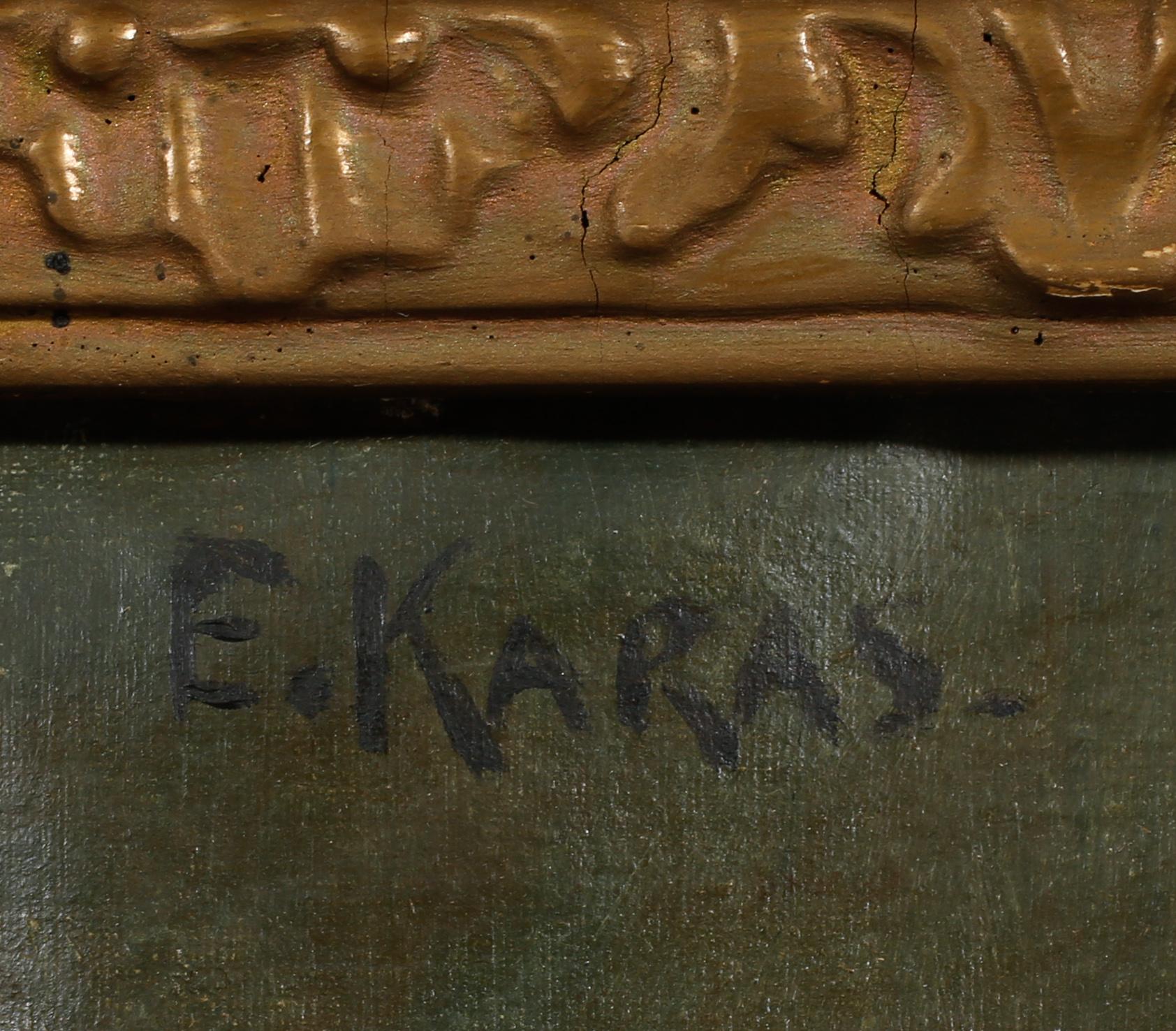 OKÄND KONSTNÄR, olja på duk, signerad E Karas, omkring sekelskiftet 1900.