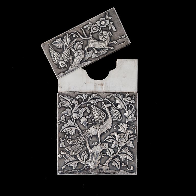 CARDCASE, silver, Khecheong, Kiina, Kanton 1850-1870.