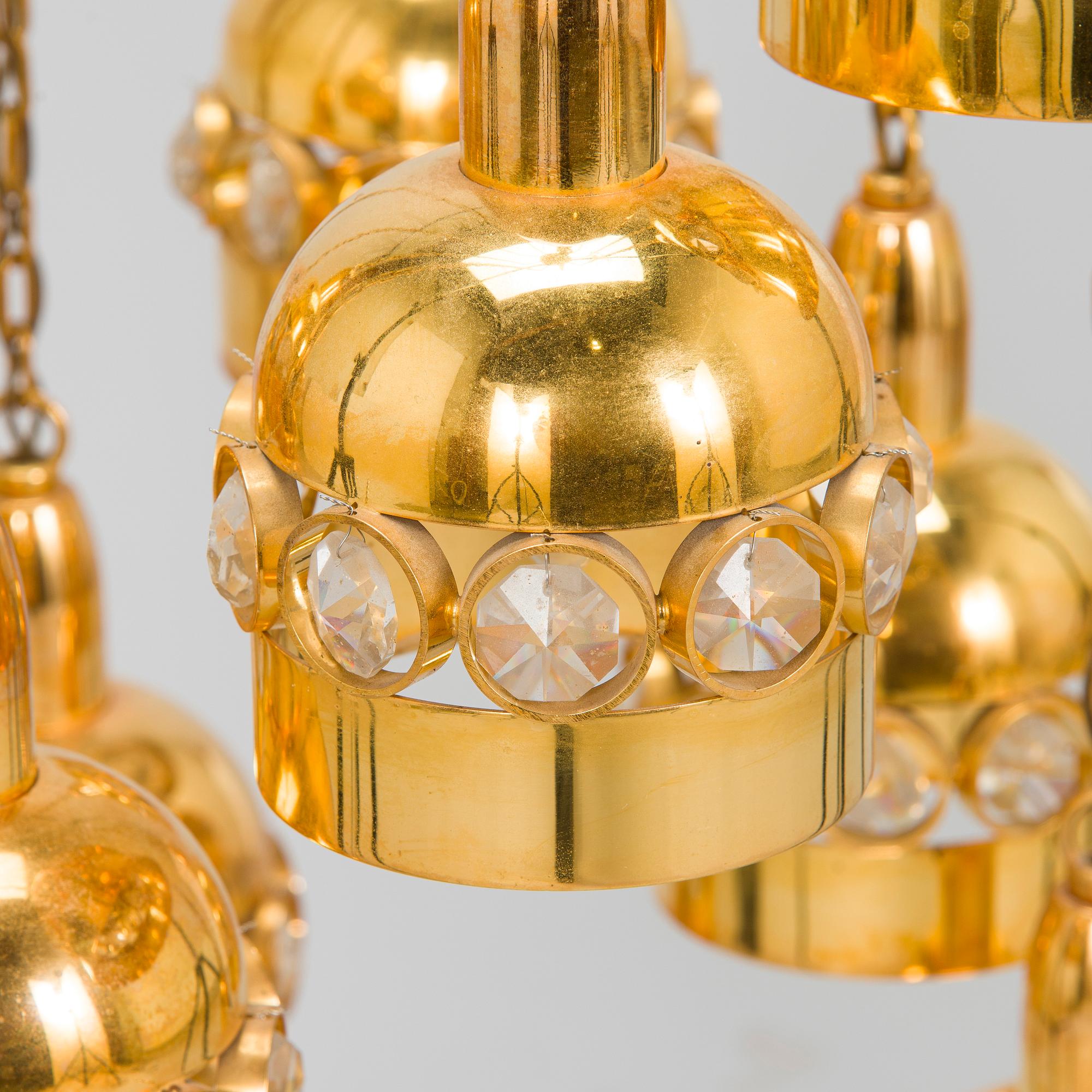 Taklampa / takkrona, Turun kristalli, 1970-tal.