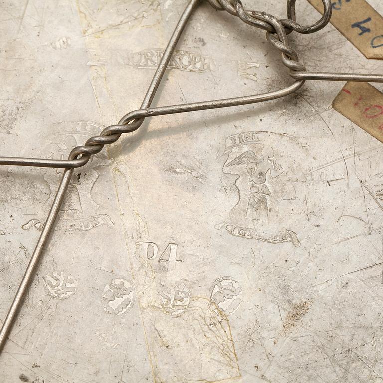 TALLRIKAR, 6 st tenn, bland annat Sven Ekström, Norrköping, 1845.