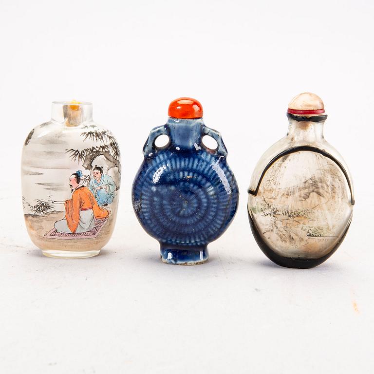 Snusflaskor 3 st Kina 1900-tal.