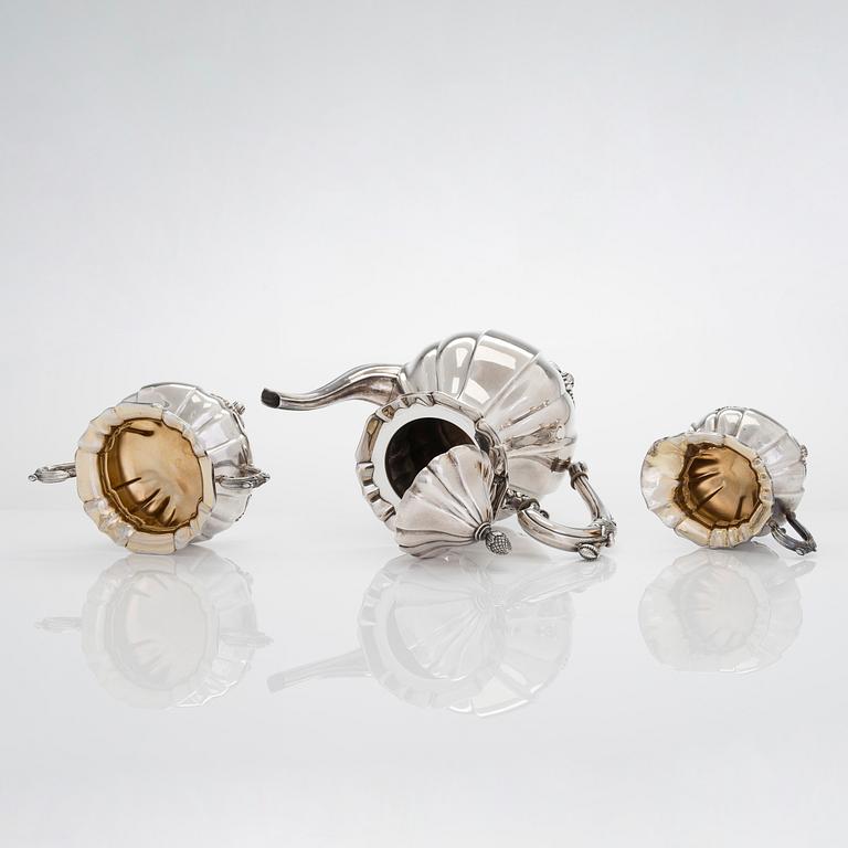 A three-piece silver coffee set, Kultakeskus, Hämeenlinna 1930.