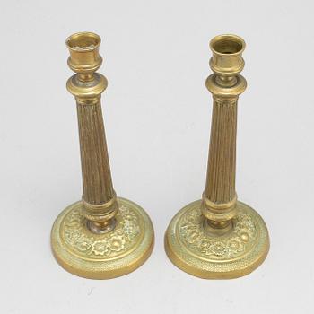 LJUSSTAKAR, ett par, brons, empire, Frankrike, 1800-talets första hälft.