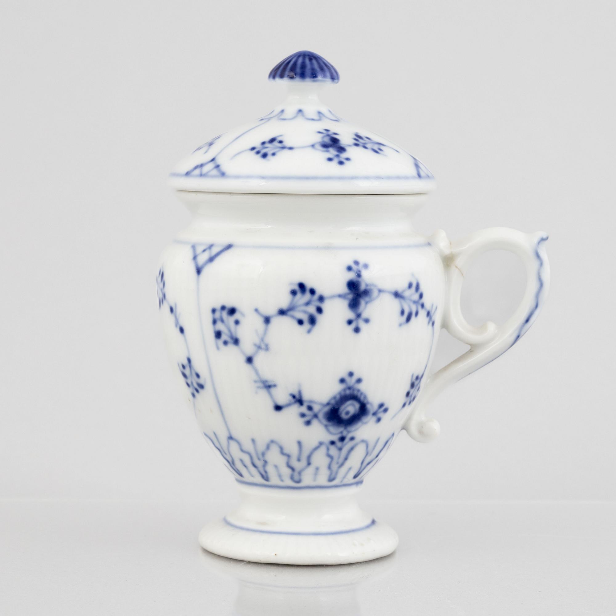 A 'Blue Fluted Plain' porcelain mustard pot, Royal Copenhagen, model '138', 20th century.