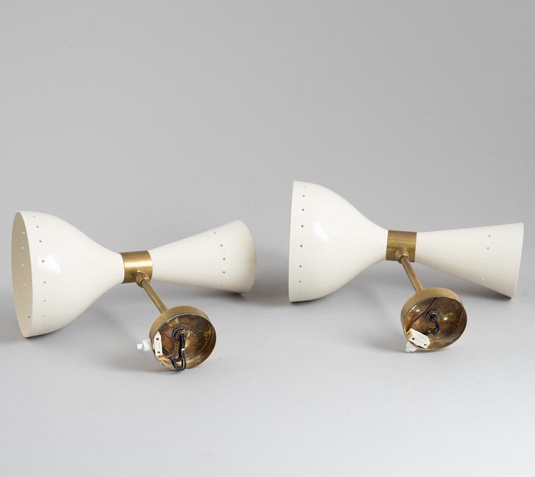 A pair of Wall lamps, Italy, circa the mid-20th century.