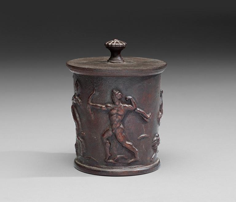 A Carl Elmberg cast iron tobacco jar, Näfveqvarns Bruk.