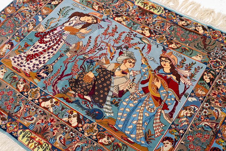 An Isfahan figural rug, c. 112 x 148 cm.