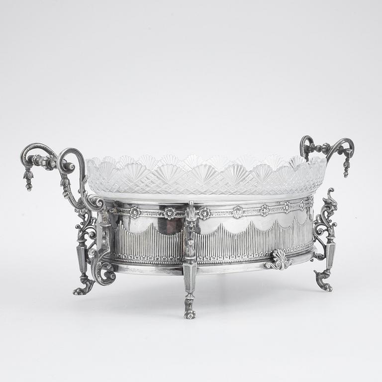 JARDINJÄR, nysilver, glas, nyrenässans, sent 1800-tal.