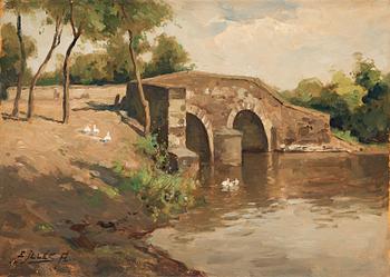 Aladar Edvi Illés, Landscape with bridge.