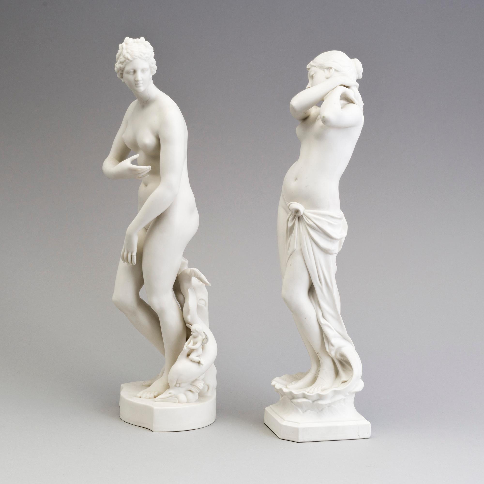 TWO PARIAN FIGURES, Gustafsberg, early 20th century.