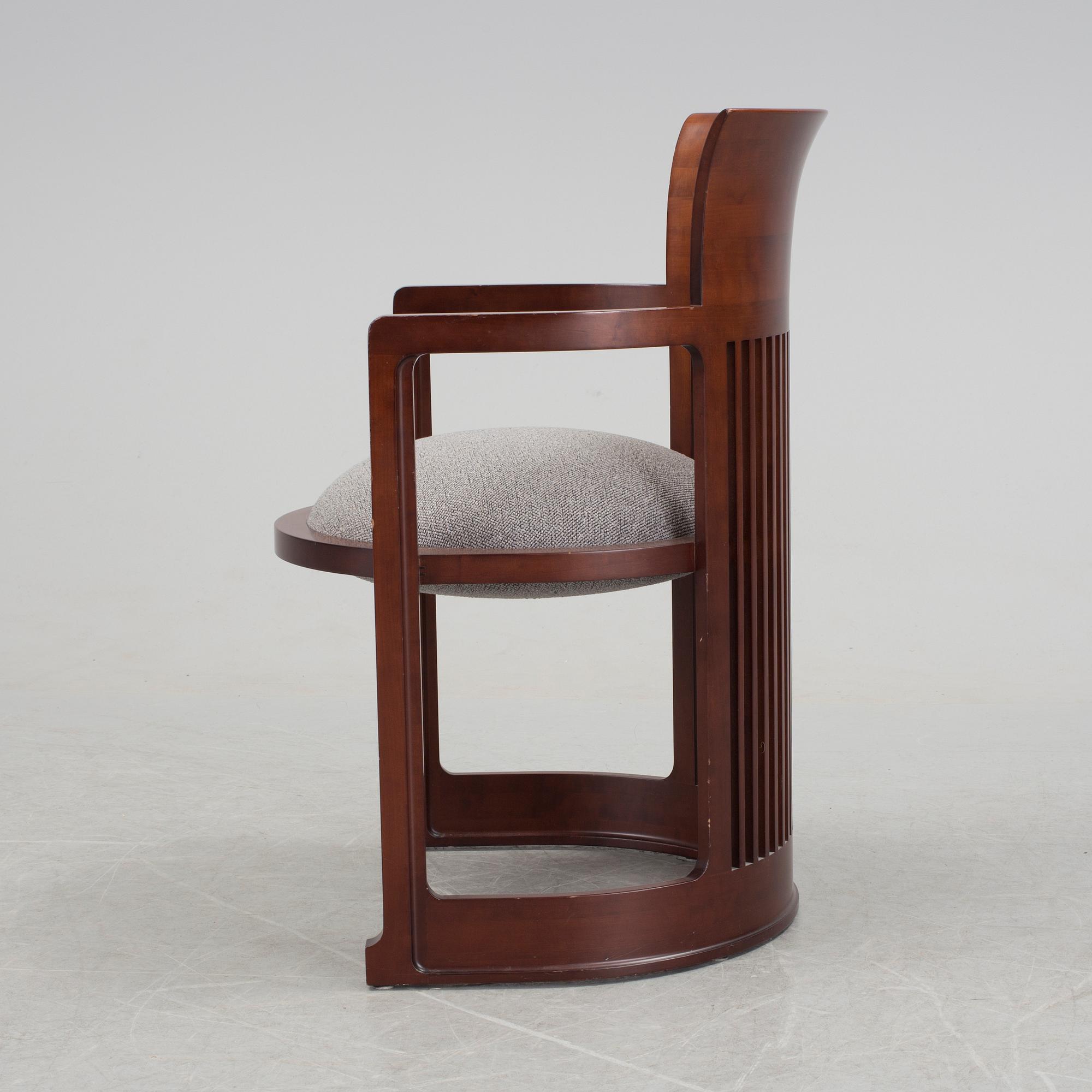 A FRANK LLOYD WRIGHT '606 BARREL TALIESIN' chair from Cassina, 21st Cenury.