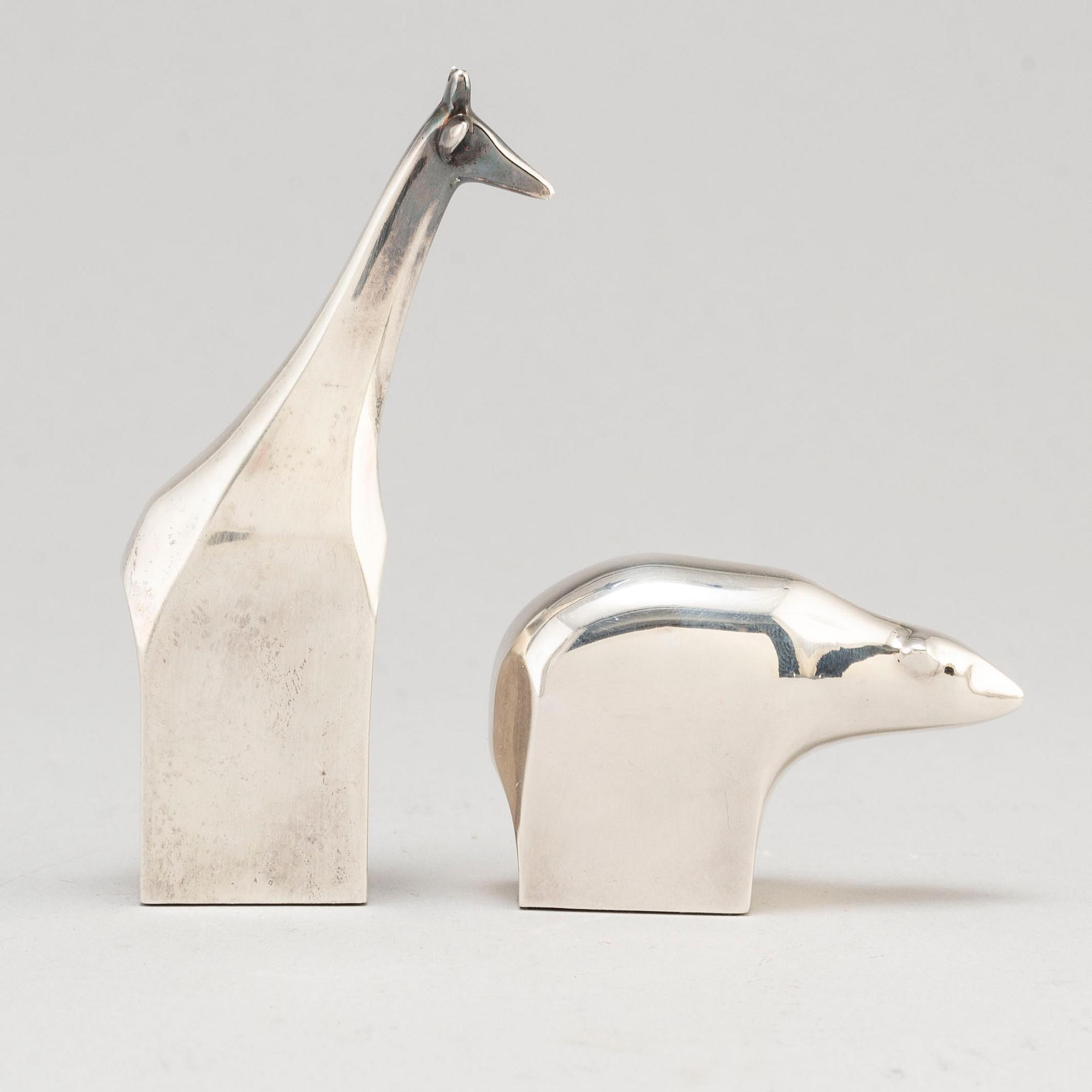 GUNNAR CYRÉN, two silverplated zinc figurines, Danish Design.