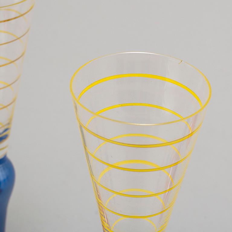 5 pcs of glasses "Clown" by Anne Nilsson, Orrefors, 1980's.