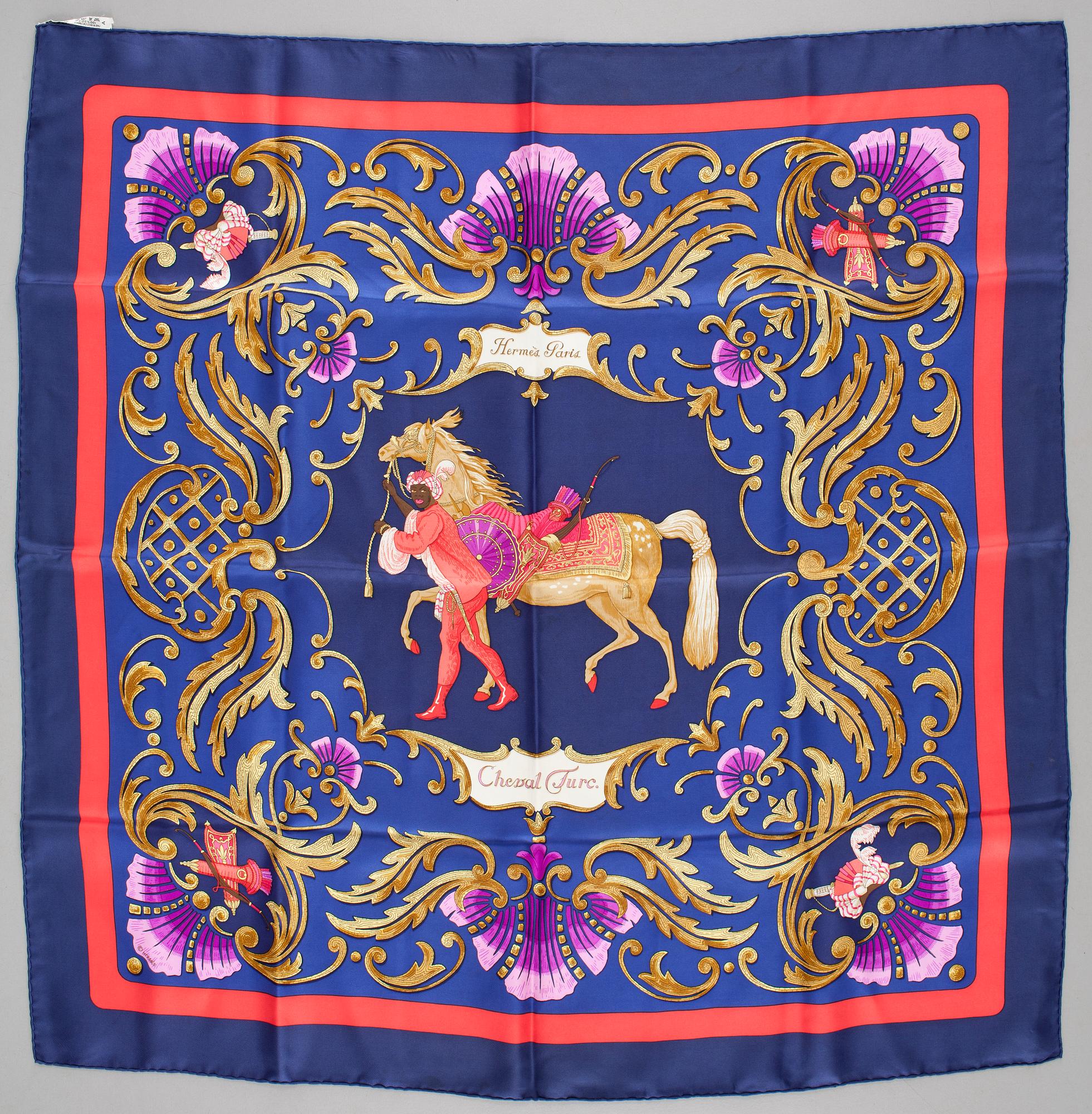 A silk scarf "Cheval Turc" by Hermès.