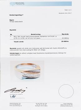 RING, 18k vitguld med prinsesslipade diamanter tot ca0,70ct, enl cert. Vikt 9,2g.