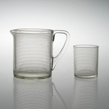 AINO AALTO, A PITCHER AND TWO GLASSES. Model 4059, Karhula 1937-1938.
