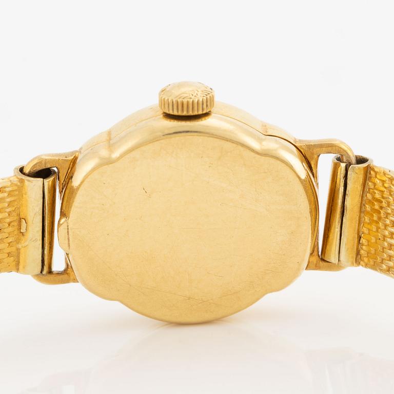 Longines, armbandsur, 18K guld, länk i 14K guld, 16 mm.