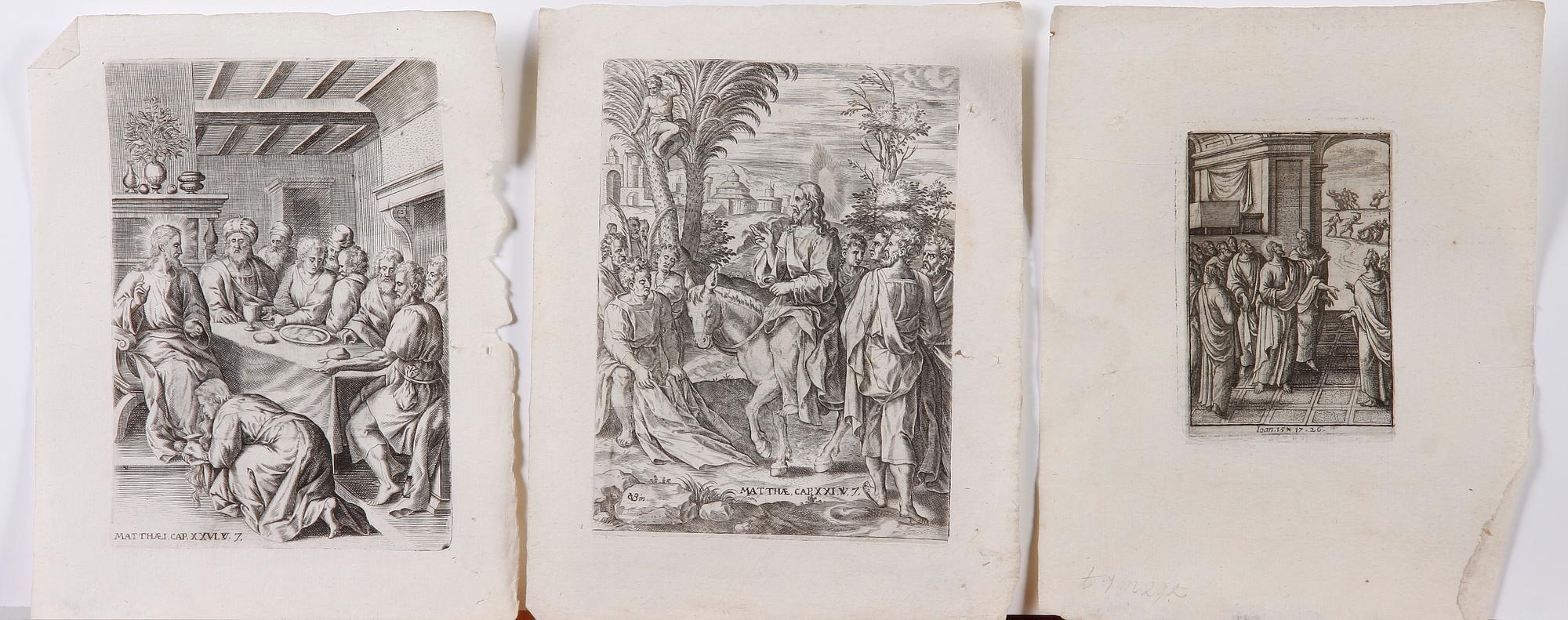 KOPPARSTICK ,33 st, bla efter J. Bourdon, 1700-1800-tal.