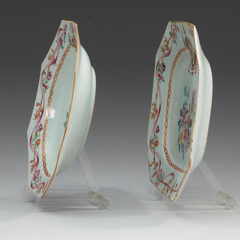 FAT och TALLRIKAR, fem stycken, vapenporslin. Qing dynastin, Qianlong (1736-95).