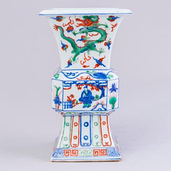 VASE, porcelain, China late 19th century, with Wanli six character mark.