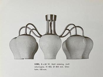 Harald Notini, eller Uno Westerberg, taklampa, Arvid Böhlmarks Lampfabrik, Stockholm, 1950-tal.