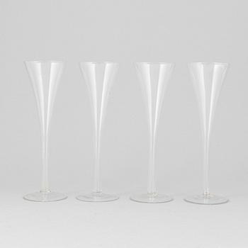 A set of four 19th century champagne flutes.