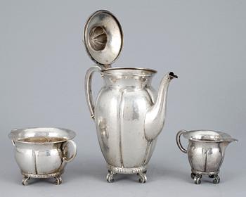 SERVIS, 3 delar, silver, K. Andersson, Stockholm, 1918. Totalvikt ca 1100 gram.