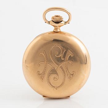 Zenith, pocket watch, 14K gold, hunter, 51,5 mm.
