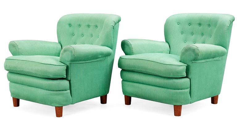 A pair of Josef Frank easy chairs, Svenskt Tenn,