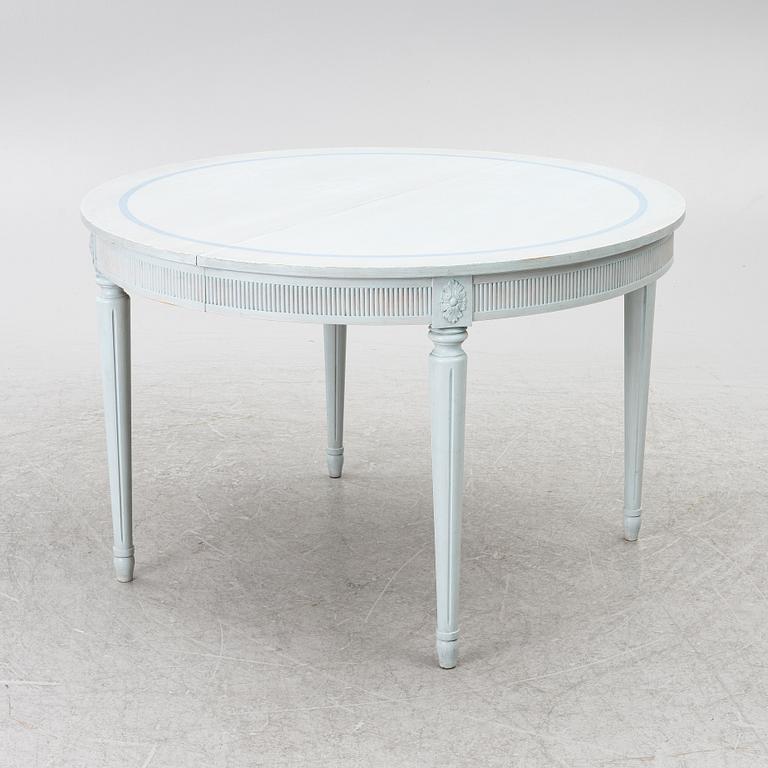 A Gustavian style seven-piece dining suite, mid-20th Century.