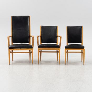 Carl Malmsten, karmstolar 4 st, samt stolar, 3 st, "Riksdagen", 1940-tal. Proveniens Sveriges Riksdag, formgivna 1940.