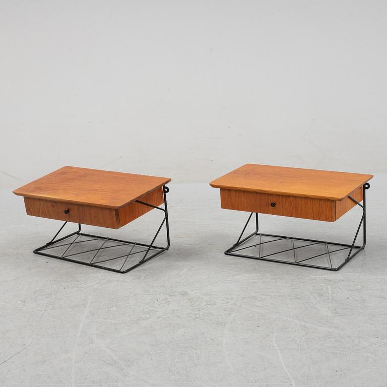 A pair of teak bedside tables, 1950's.