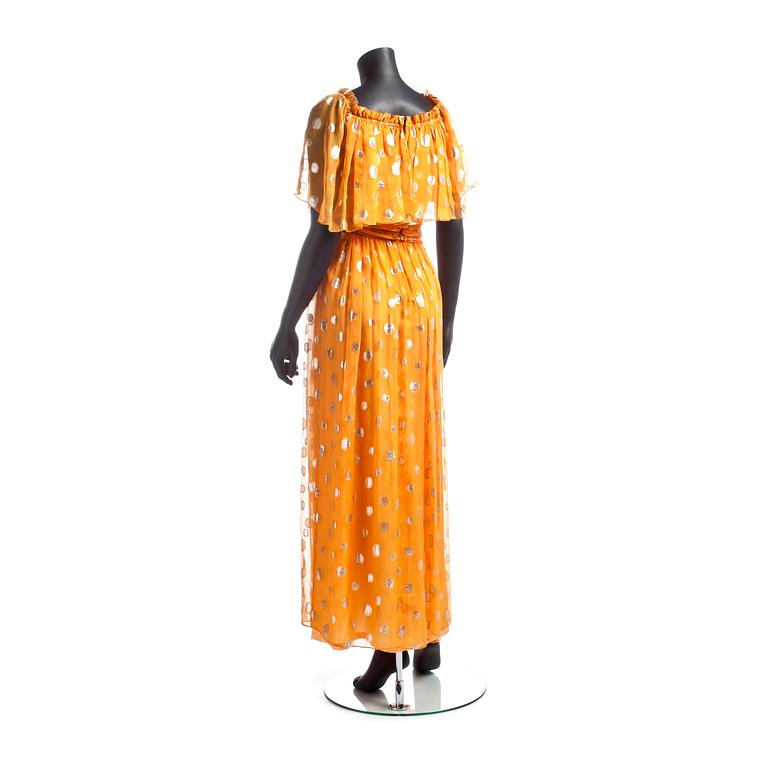 DAVID MOLHO, an orange evening dress.