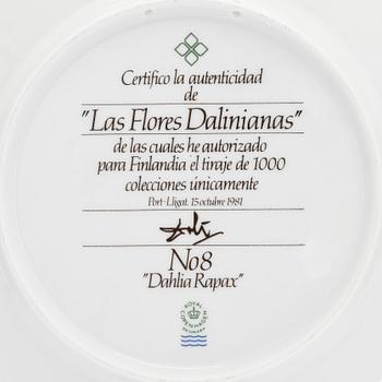 Salvador Dalí, efter, Tallrikar, 12 st, "Las Flores Dalinianas", Royal Copenhagen, Danmark, 1980-tal.