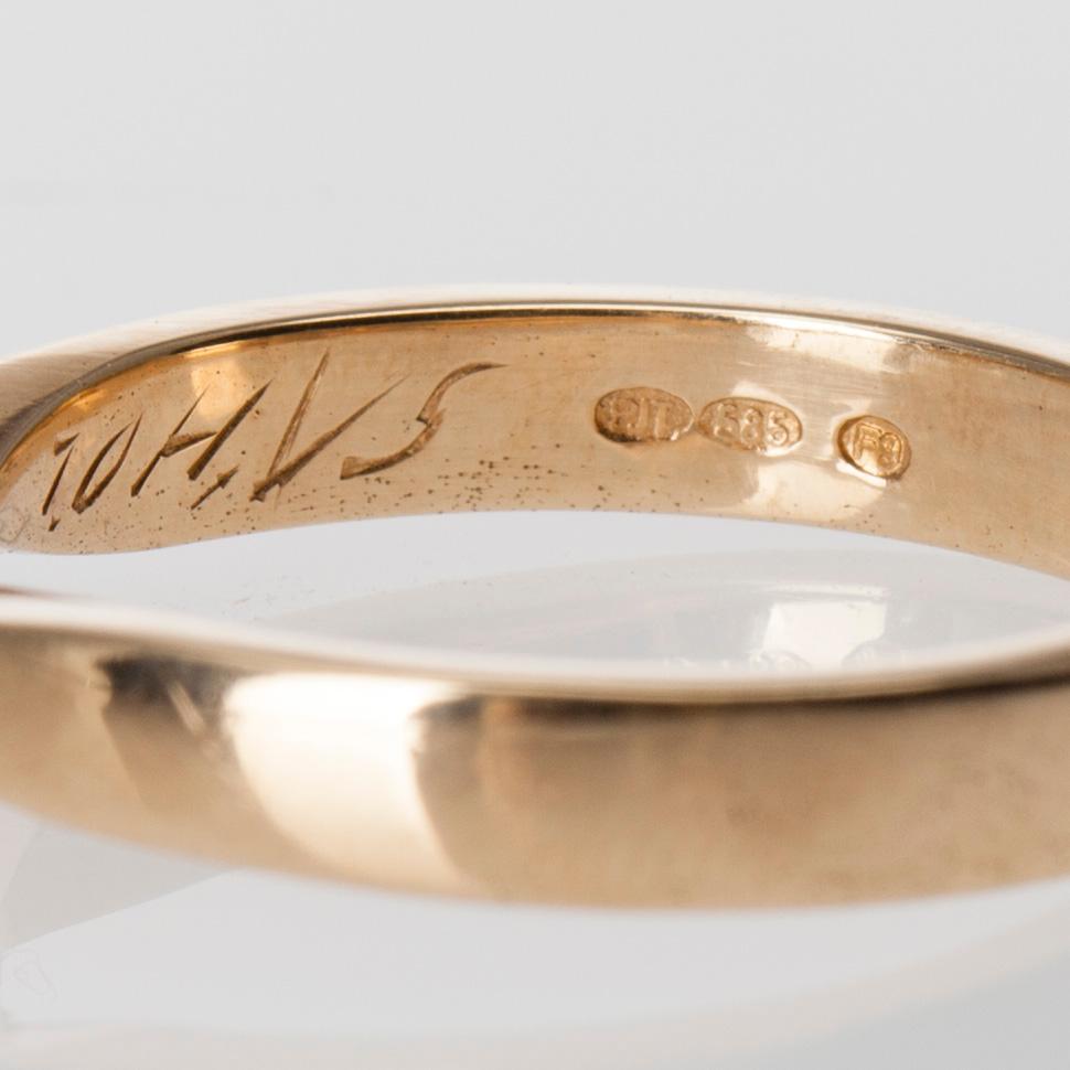 RING, 14K guld, diamant 1,01 ct H / VS1 enligt intyg. Vikt ca 3,9 g.