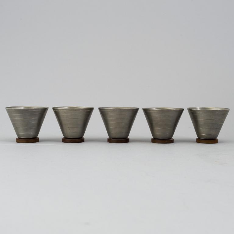 A set of five Carl Einar Borgström pewter cocktail glasses from the 1930´s.