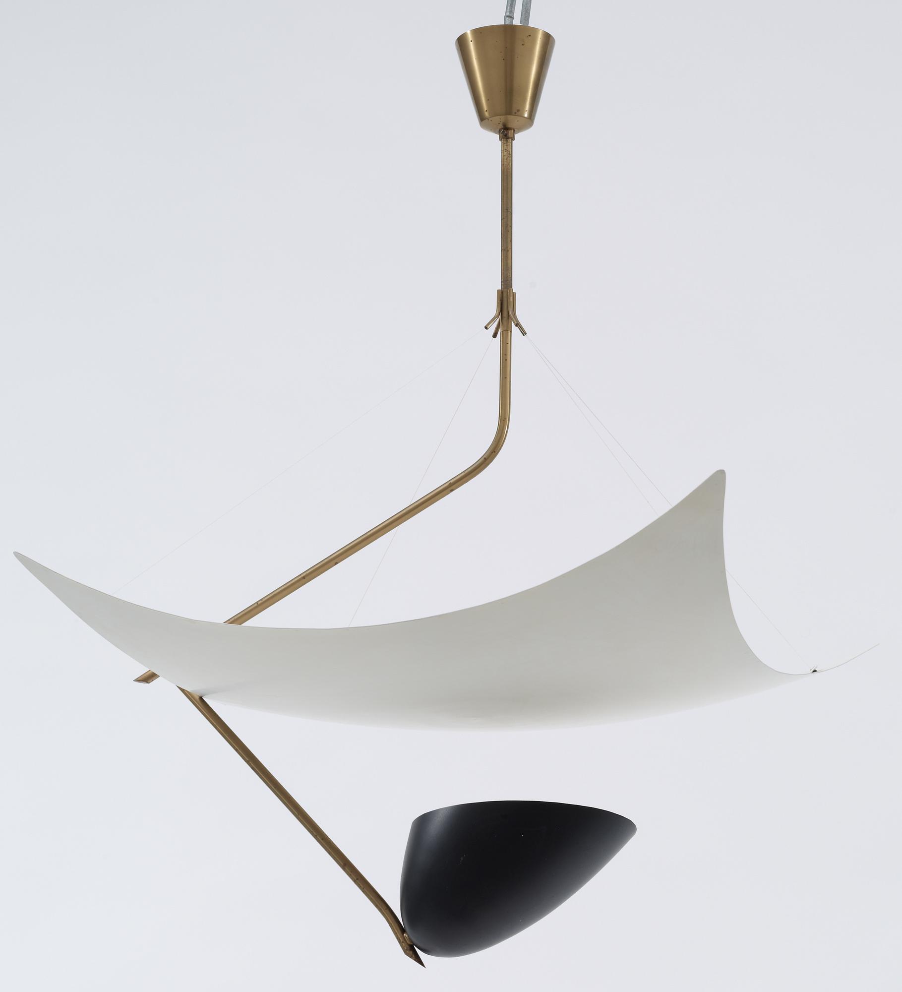 An Angelo Lelli brass and lacquered metal hanging lamp for Arredoluce Italy 1950 s. Bukowskis