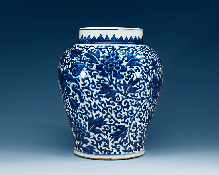 A large blue and white jar, Qing dynasty, Kangxi (1662-1722).