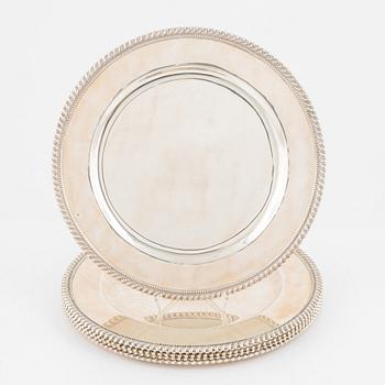 A set of six sterling silver plates, marks of Alfredo Ortega, Mexico 20th century.