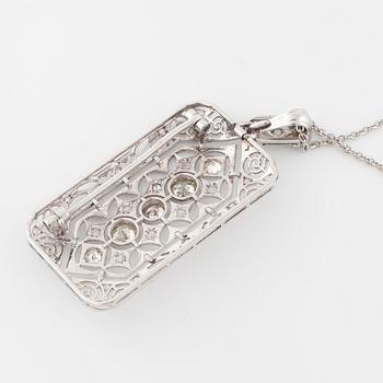 COLLIER/BROSCH, med rosen- och gammalslipade diamanter.