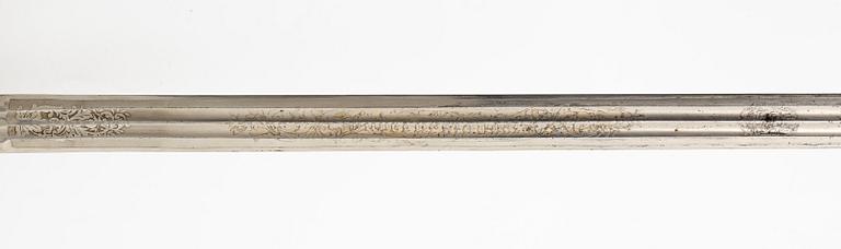 Sabel, svensk, för officer, 1800-talets andra hälft, med balja.